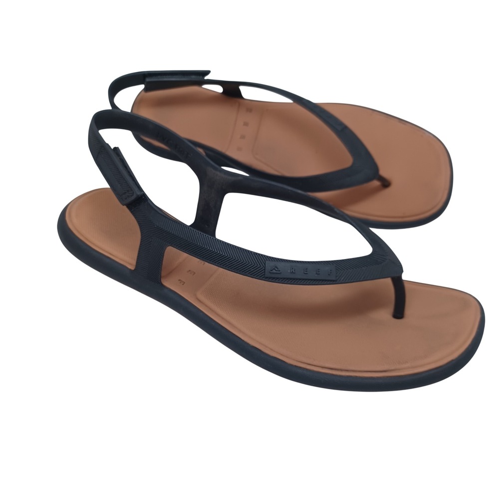 Reef Water Vista Womens Black Tan Slingback Water Friendly Sandals Size 8